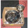 Image 1 : METAL SERVING PIECES INCLUDES SILVER PLATED TRAY