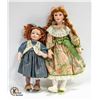 2 PORCELAIN FACED DOLLS - VARIOUS SIZES