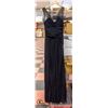 BLACK V NECK BEADED PLEATS LONG DRESS