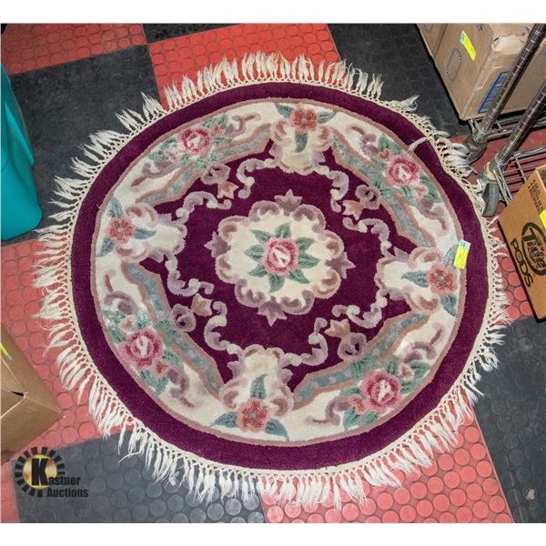 DYNASTY BURGUNDY ROUND FLORAL RUG