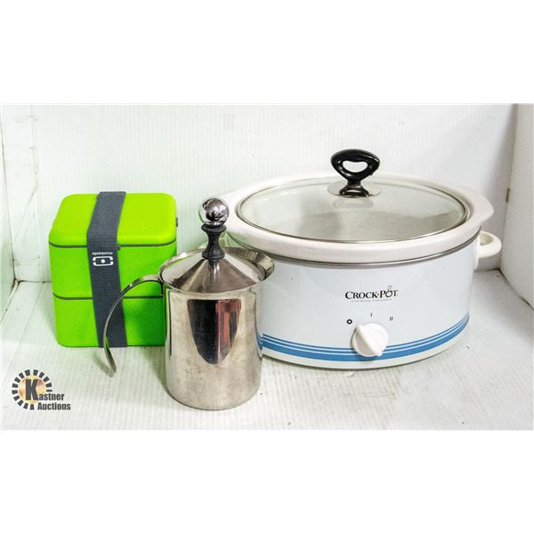 CROCKPOT WITH LARGE FRENCH PRESS AND 2PC