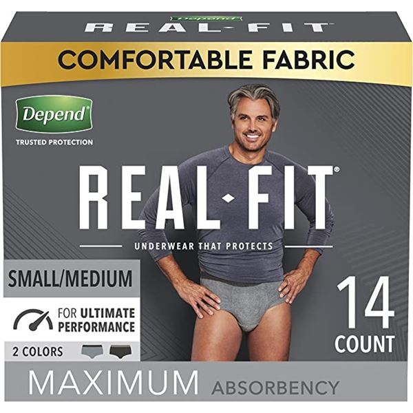 NEW DEPENDS REAL-FIT MENS UNDERWEAR THAT PROTECTS