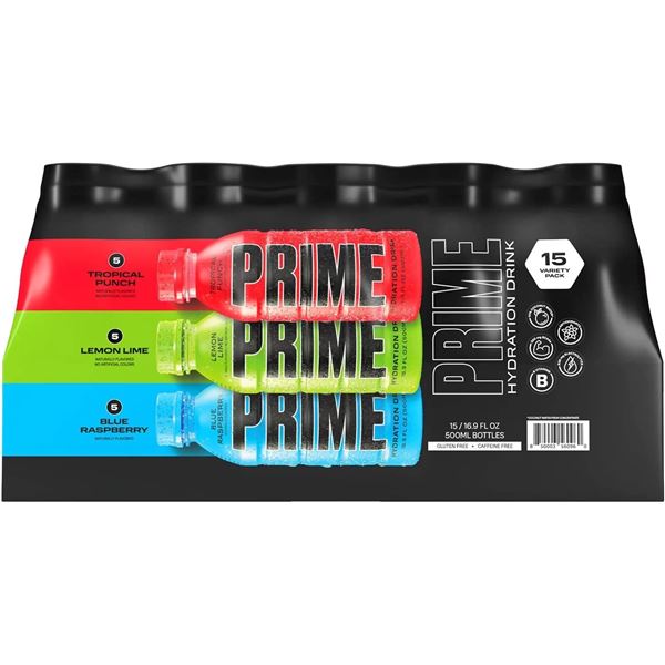 NEW CASE OF 15 PRIME HYDRATION DRINKS VARIETY PACK