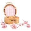 Image 1 : NEW HEY PLAY! KIDS MINI PORCELAIN TEA SET & BASKET