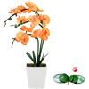 Image 1 : NEW ARTIFICIAL ORCHID FLOWER WITH VASE, 15" SILK