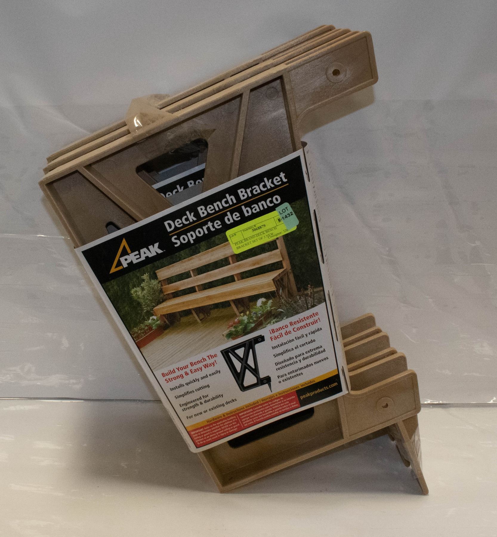 PEAK BRAND DECK BENCH BRACKET SET OF 3 NEW