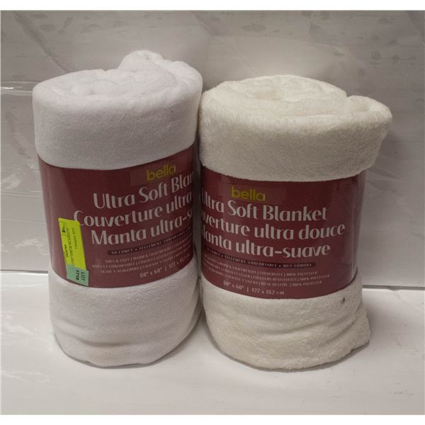 2 NEW PLUSH THROW BLANKETS