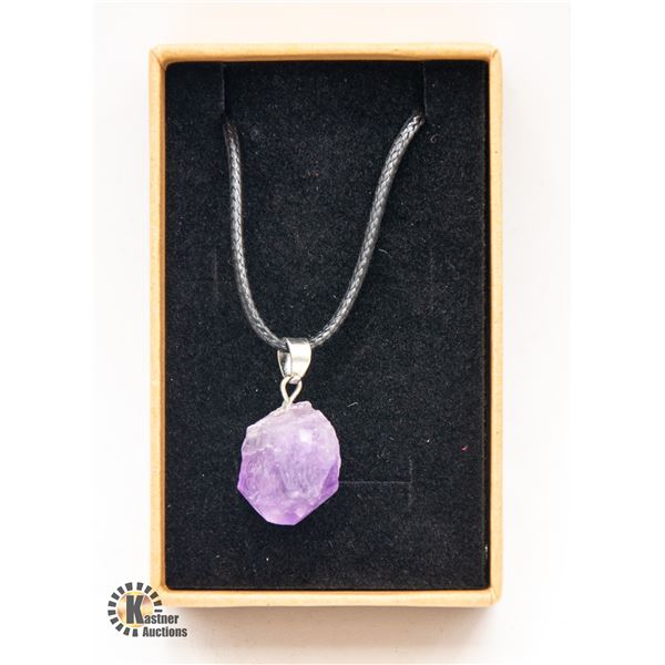 NEW GENUINE RAW AMETHYST GEMSTONE PENDANT NECKLACE