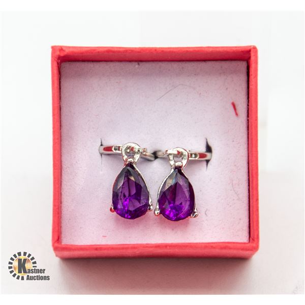 NEW .925 PURPLE EARRINGS IN GIFT BOX