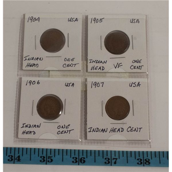 LOT OF 4 INDIAN HEAD CENTS