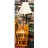 Image 1 : WOOD TABLE AND LAMP