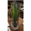 Image 1 : LARGE GLASS VASE WITH SILK PLANT