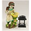 Image 1 : GARDEN STATUE 13" HIGH AND SOLAR LIGHT