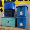 Image 1 : PACKAGE WITH 5 LARGE TOTES INCLUDING LIDS