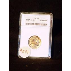 1937-D BUFFALO NICKEL-CERTIFIED MS66