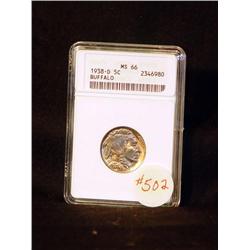1938-D BUFFALO NICKEL-CERTIFIED MS66