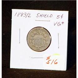 1883- 2 SHIELD NICKEL