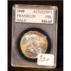 1949 FRANKLIN HALF DOLLAR CERTIFIED MS 65