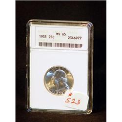 1935 WASHINGTON QUARTER CERTIFIED MS65