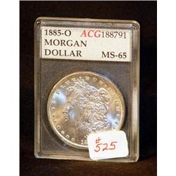 1885-O MORGAN SILVER DOLLAR CERTIFIED MS-65