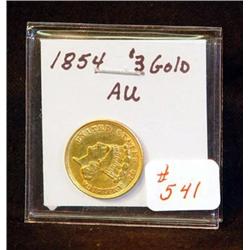 1854 $3 GOLD PIECE
