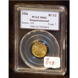 1926 SESQUICENTENNIAL COMM $2.50 GOLD PIECE CERTIF