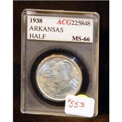 1938-P ARKANSAS HALF CERTIFIED MS66; 3156 MINTAGE