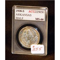 1938-S ARKANSAS HALF CERTIFIED MS66; 3156 MINTAGE
