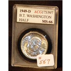 1949-D BOOKER T WASHINGTON HALF CERTIFIED MS66