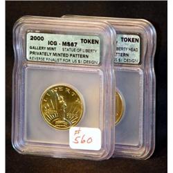 LIBERTY HEAD AND STATUE PATTERN COINS FOR 2000, $1