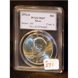 1972-S IKE SILVER DOLLAR MS-67 CERTIFIED