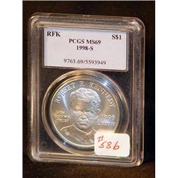 1998-S ROBERT F. KENNEDY SILVER DOLLAR CERTIFIED M