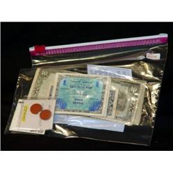 LOT WWII TOKENS AND CURRENCY