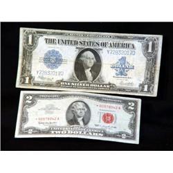 LOT LARGE SIZE $1 SILVER CERTIFICATE AND 1963 SERI