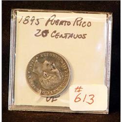 1895 PUERTO RICO 20 CENTAVO