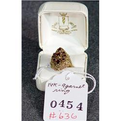 14K 9-GARNET COCKTAIL RING
