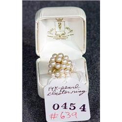 14K PEARL CLUSTER COCKTAIL RING