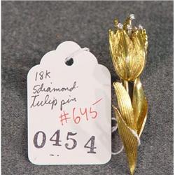 18K 5-DIAMOND TULIP PIN