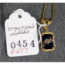 ONYX AND PEARL NECKLACE