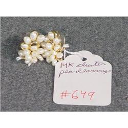 14K PEARL CLUSTER EARRINGS
