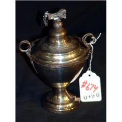 COIN SILVER COVERED SUGAR WITH LION FINIAL