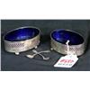 Image 1 : PAIR OF STERLING MASTER SALTS WITH COBALT LINERS A