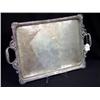 Image 1 : FANCY DOUBLE HANDLED SILVERPLATED SERVING TRAY, 26