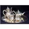 Image 1 : VICTORIAN SILVERPLATED 4 PC TEA SET ON TRAY