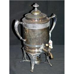 SILVERPLATED VICTORIAN COFFEE URN WITH IVORY HANDL
