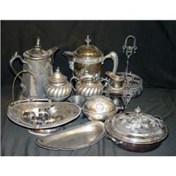 LOT OF FANCY VICTORIAN SILVERPLATE INCL LEMONADE