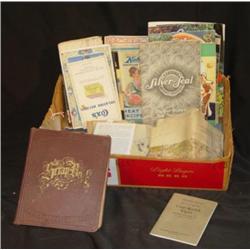 BOX LOT OLD RECIPE PAMPHLETS, HUDSON RIVER MAP, ET