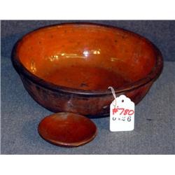 REDWARE BOWL AND HONEY DISH, PROVENANCE WALSTROM