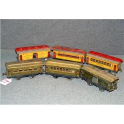 IVES RAILWAY LINE TOLE PASSENGER TRAIN CARS- 6 X