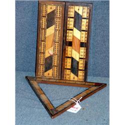 TRIANGULAR CRIBBAGE BOARD AND CRIBBAGE BOX